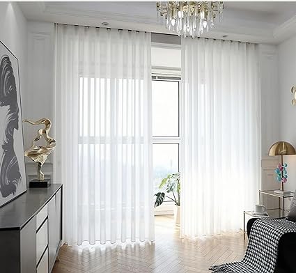 Sheer Curtains 2 pieces for Living Room Privacy Protection