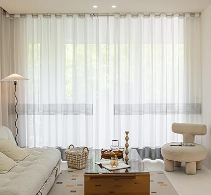 Sheer Curtains 2 pieces for Living Room Privacy Protection