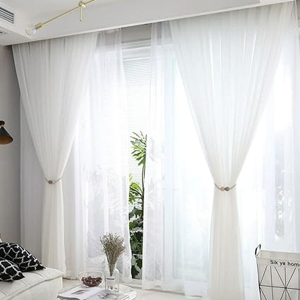 Sheer Curtains 2 pieces for Living Room Privacy Protection