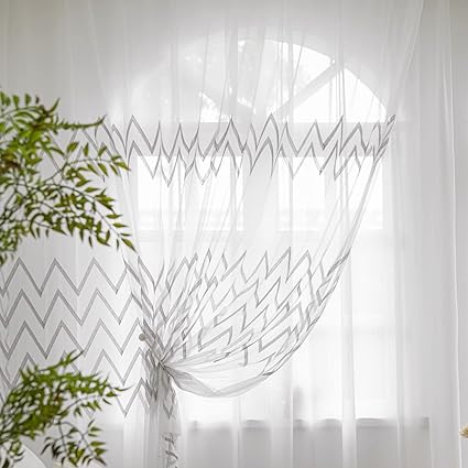 Sheer Curtains 2 pieces for Living Room Privacy Protection