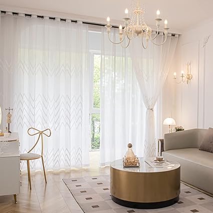 Sheer Curtains 2 pieces for Living Room Privacy Protection