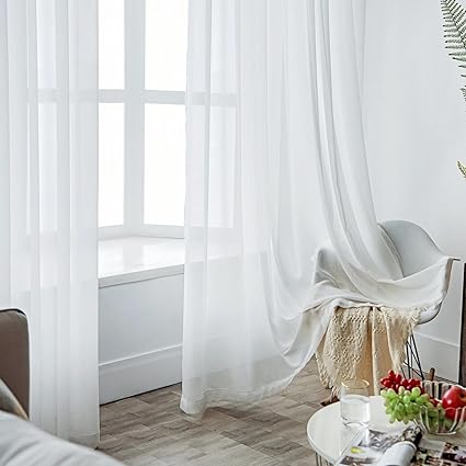 Sheer Curtains 2 pieces for Living Room Privacy Protection