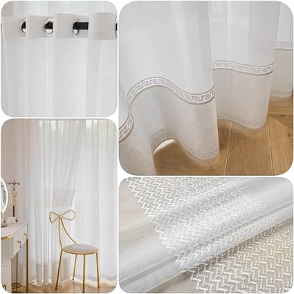 Sheer Curtains 2 pieces for Living Room Privacy Protection