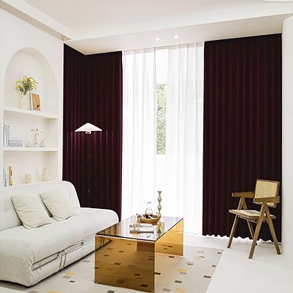 Velvet Curtains 2 pieces Semi Blackout fot Livingroom Study Room Dining Room