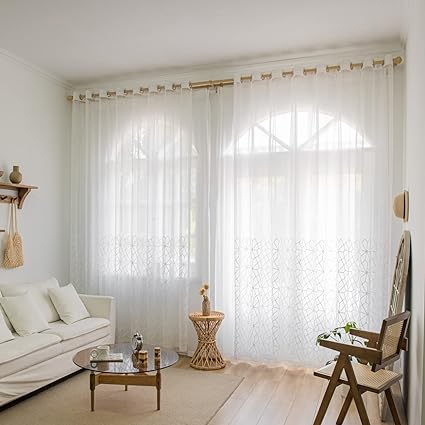 Sheer Curtains 2 pieces for Living Room Privacy Protection