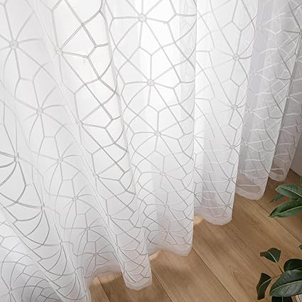 Sheer Curtains 2 pieces for Living Room Privacy Protection