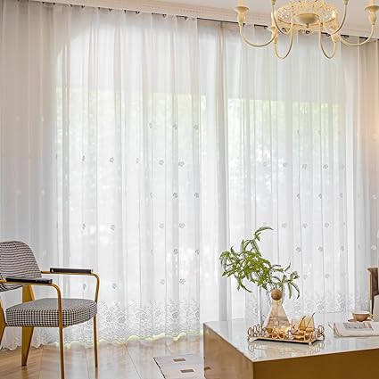 Sheer Curtains 2 pieces for Living Room Privacy Protection