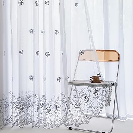 Sheer Curtains 2 pieces for Living Room Privacy Protection