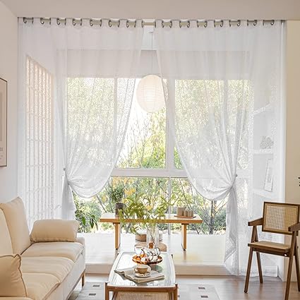 Sheer Curtains 2 pieces for Living Room Privacy Protection