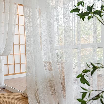 Sheer Curtains 2 pieces for Living Room Privacy Protection