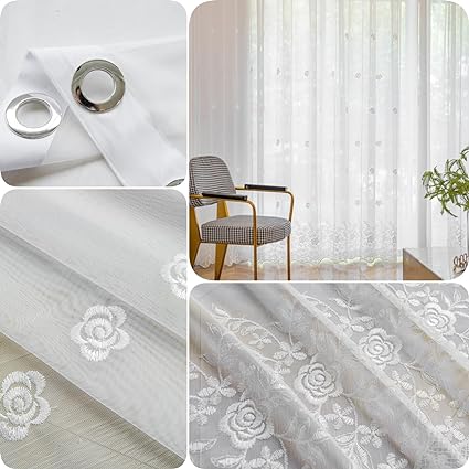 Sheer Curtains 2 pieces for Living Room Privacy Protection