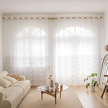 Sheer Curtains 2 pieces for Living Room Privacy Protection