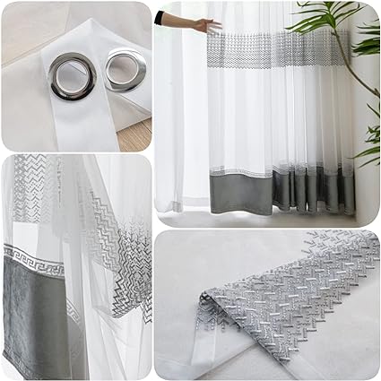 Sheer Curtains 2 pieces for Living Room Privacy Protection