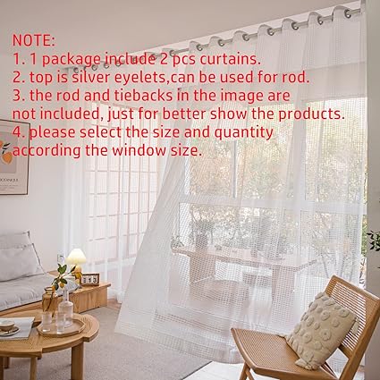 Sheer Curtains 2 pieces for Living Room Privacy Protection
