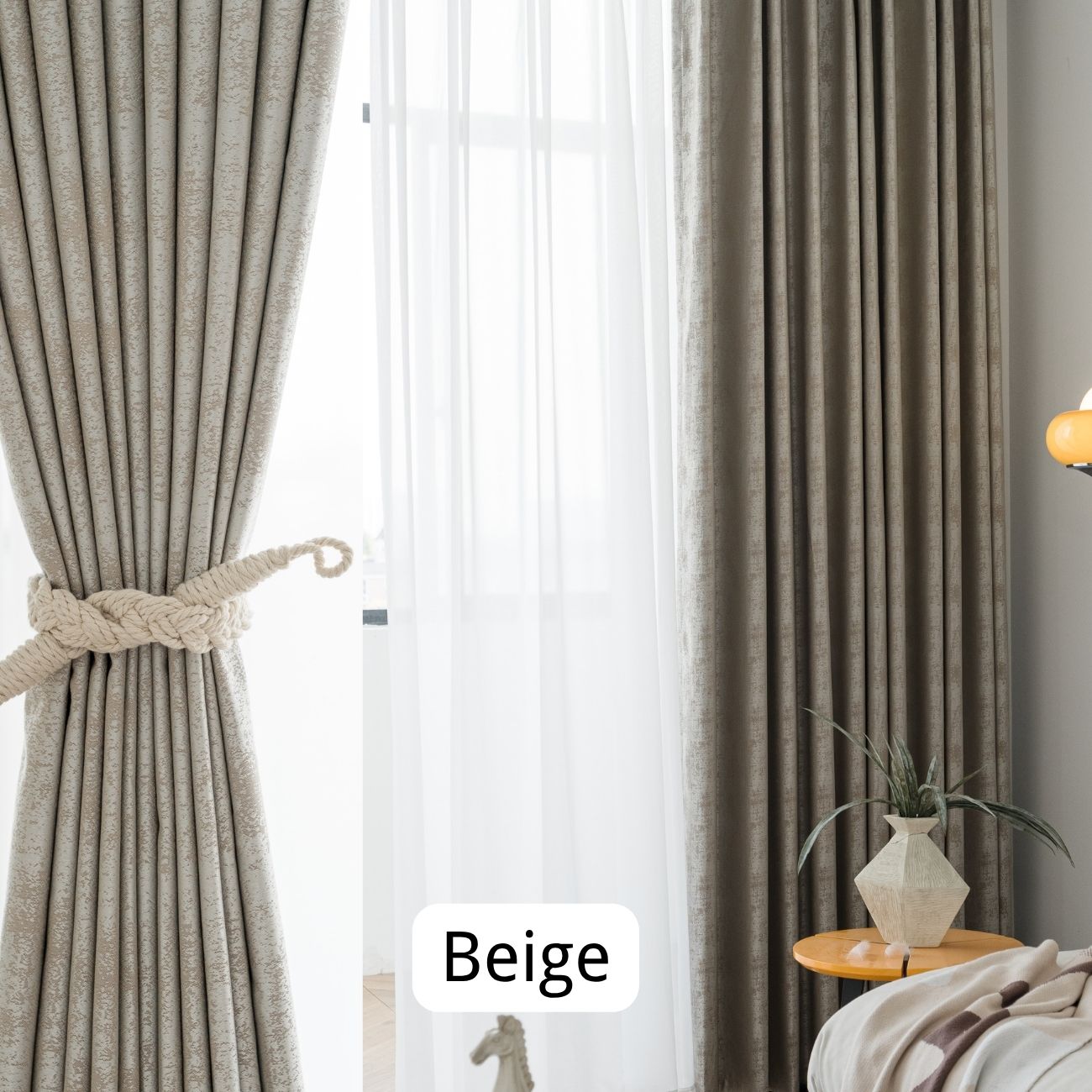 Cream Blackout Curtain for Bedroom 1-panel